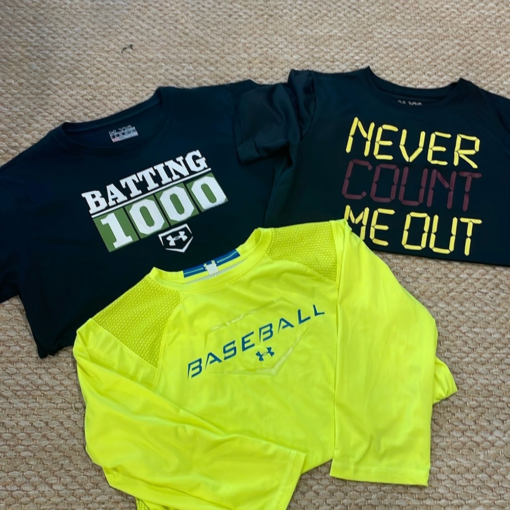Lot of 3 boys’ Under Armour baseball tees